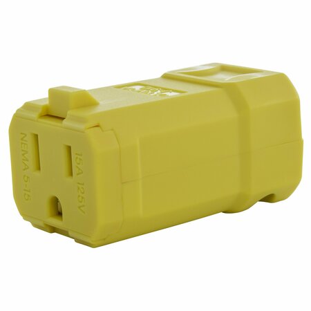 AC WORKS NEMA 5-15R 15A 125V Clamp Style Square Household Female Connector with UL, C-UL Approval in Yellow ASQ515R-YW